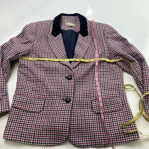 appleseed’s women’s blue pink houndstooth wool blazer 14 L52-17 - Picture 4 of 6